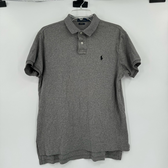 Polo Ralph Lauren Men's Medium Gray Custom Fit Cotton Short Sleeve Polo Shirt - Picture 2 of 7